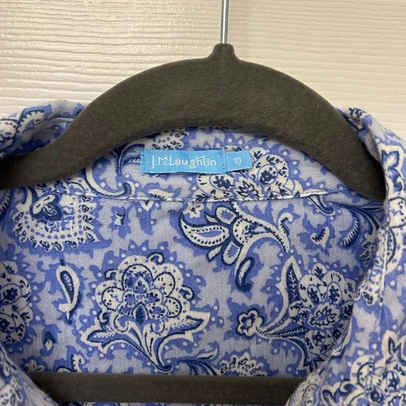 . J. McLaughlin Pink or blue Floral Relaxed Collar Button Up Long Sleeve… - Picture 6 of 8